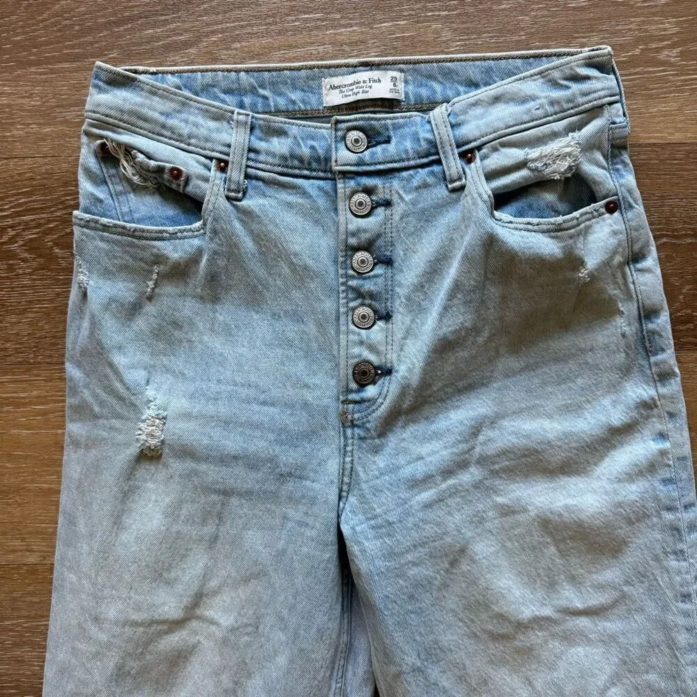 Abercrombie The Crop Wide Leg Ultra High Rise Jeans - Picture 3 of 6